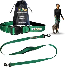 Hands-Free Leash for Small to Large Dogs 5ft - Heavy Duty Adjustable Waist Belt, Padded Handles, Reflective Stitching, Satin Carry Bag for Walking, Running, Hiking