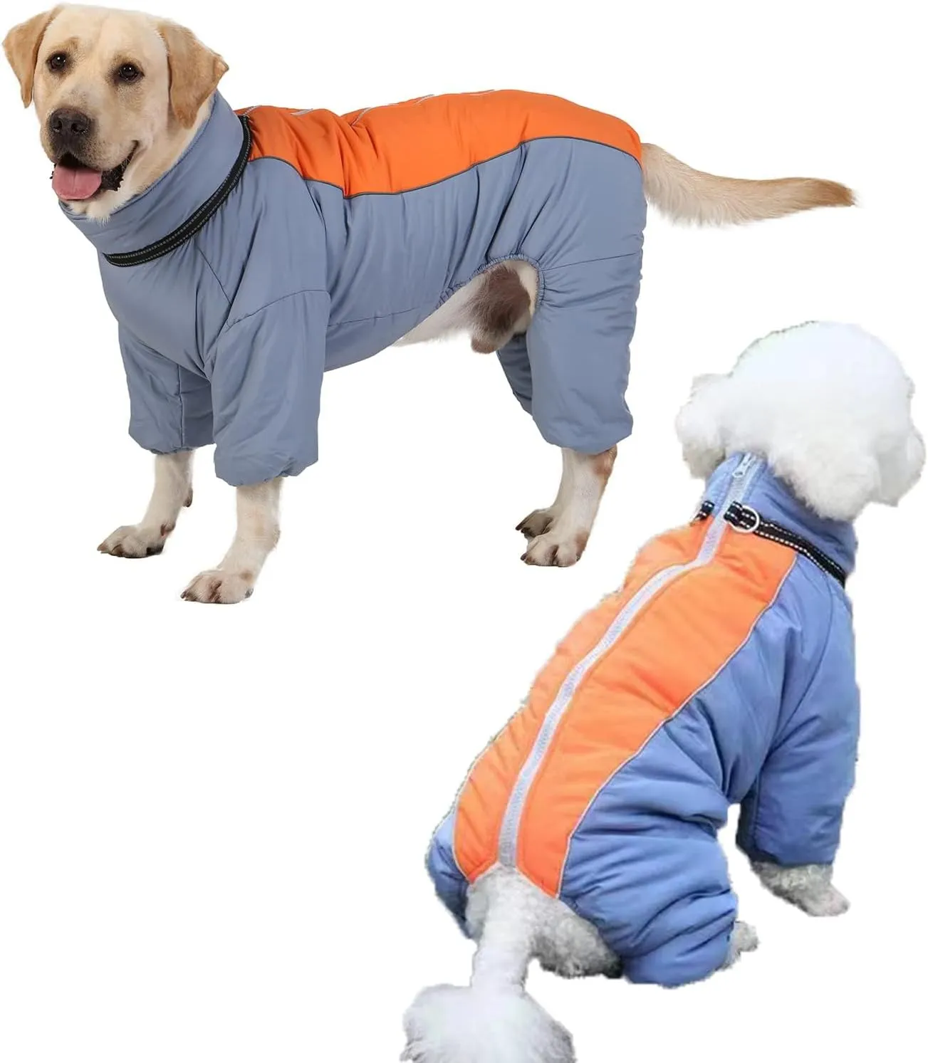 HazeBlue Fullbody Thick Winter Coat, Reflective Windproof Fleece Lined Snowsuit, Zip Up Waterproof Dog Jacket with Harness, Blue, 20