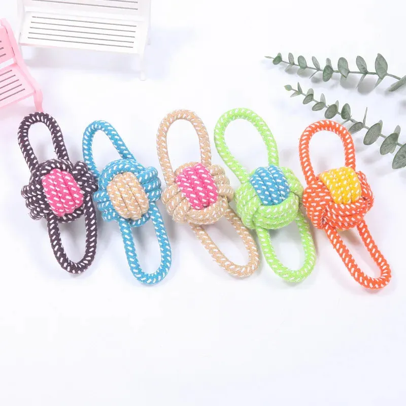 Interactive Cotton Rope Dog Toy for Chewing and Sharpening Teeth