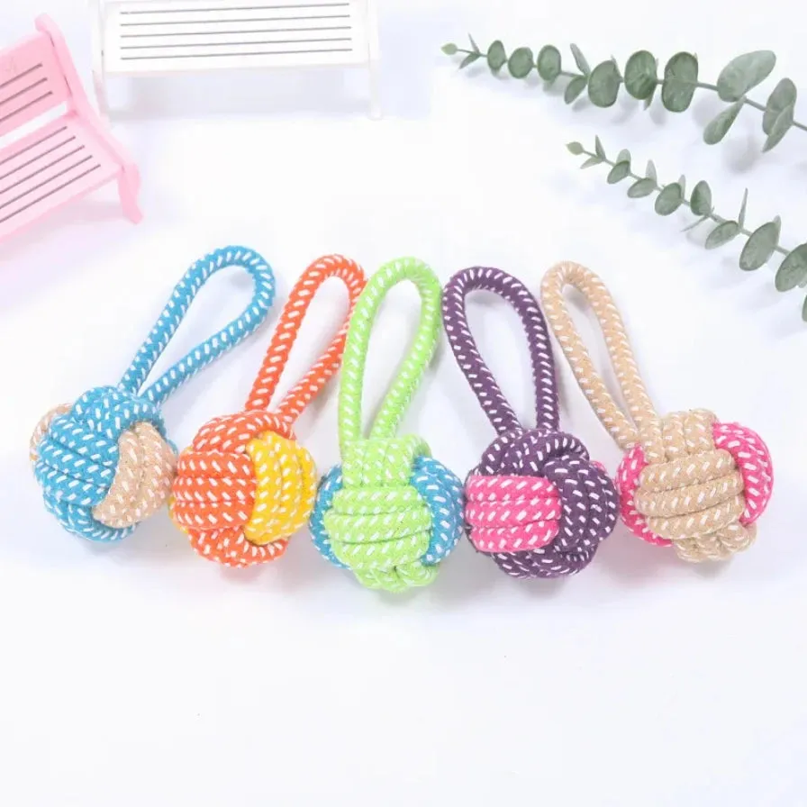 Interactive Cotton Rope Dog Toy for Chewing and Sharpening Teeth
