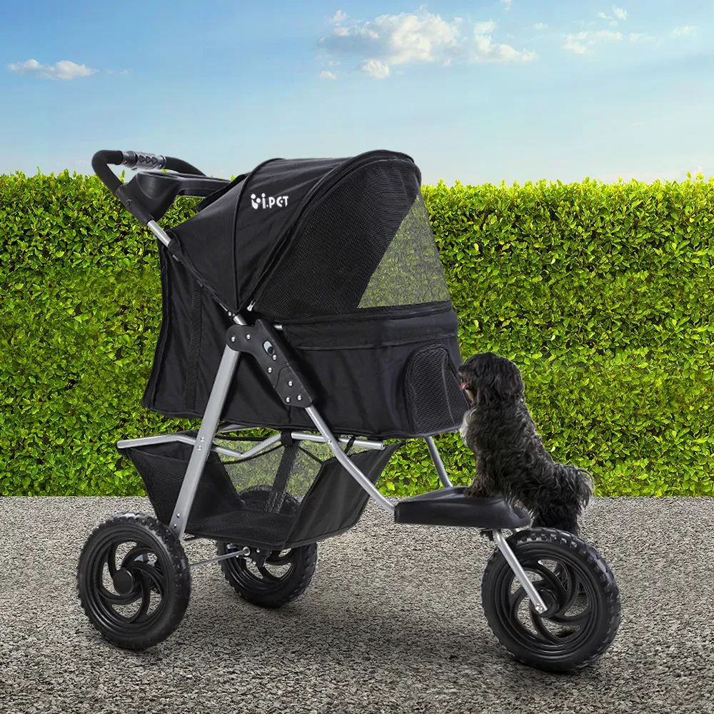 i.Pet Pet Stroller Dog Carrier Foldable Large Black