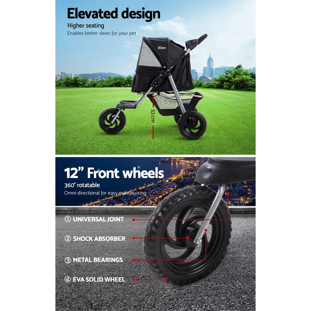 i.Pet Pet Stroller Dog Carrier Foldable Large Black