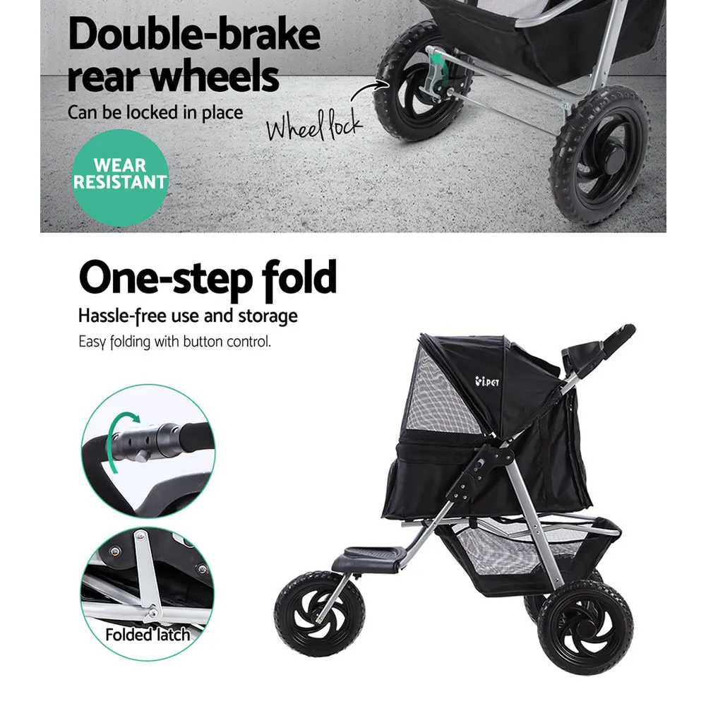 i.Pet Pet Stroller Dog Carrier Foldable Large Black