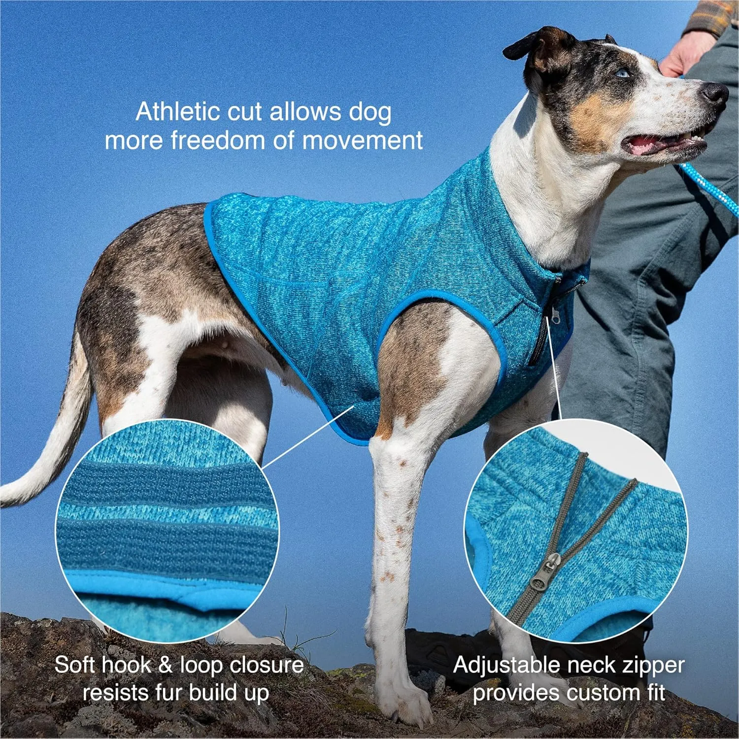 Kurgo Core Dog Sweater, Knit Dog Sweater with Fleece Lining, Cold Weather Pet Jacket, Zipper Opening for Harness, Adjustable Neck, Year-Round Sweater for Small Dogs (Heather Black, Small)