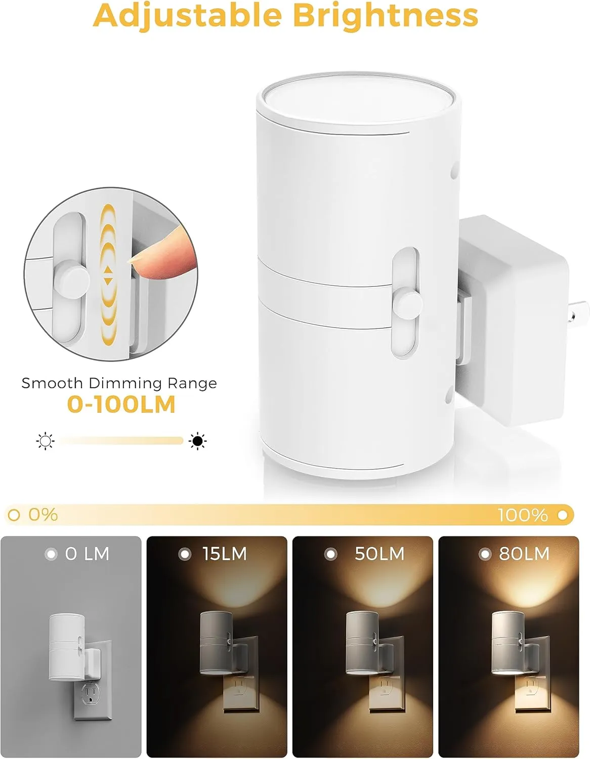 L LOHAS LED Night Light Plug in, Night Lights Plug into Wall, Light Sensor, 0-100LM, Soft White 3000K, Dimmable Night Light, Modern Nightlight for Hallway Bedroom Stairway, 2 Pack