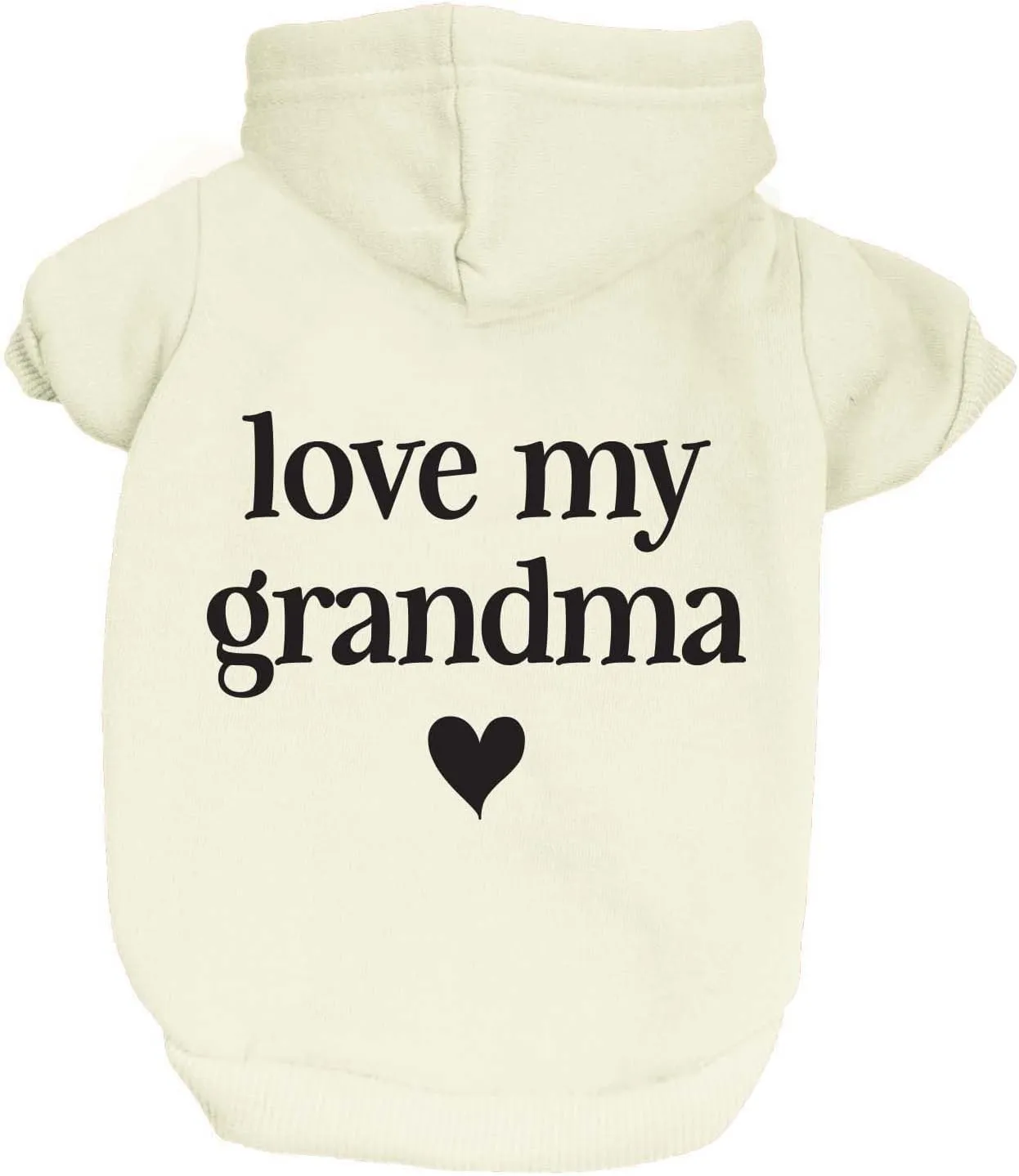 Love My Grandma Dog Hoodie | Fleece Lined |Leash Hole for Grandmother | Valentine's Day | Prop Photoshoot |Cream, X-Small (1243)