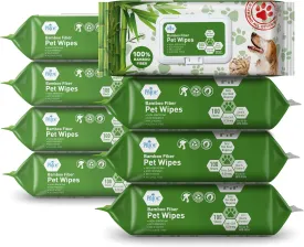 MED PRIDE 100% Bamboo Fiber Hypoallergenic Dog Wipes for Paws and Butt, Alcohol & Paraben-Free, Deodorizing, 8X8, 800 Wipes