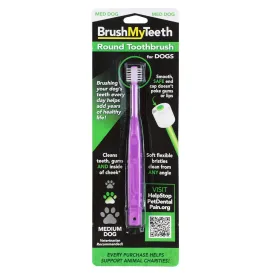 Medium Dog Toothbrush - Rounded Brush Head -Soft Flexible Bristles- for Safe and Gentle Brushing for Doggie, Any Medium Breed or Puppy, Daily Brushing Adds Years of Healthy Life