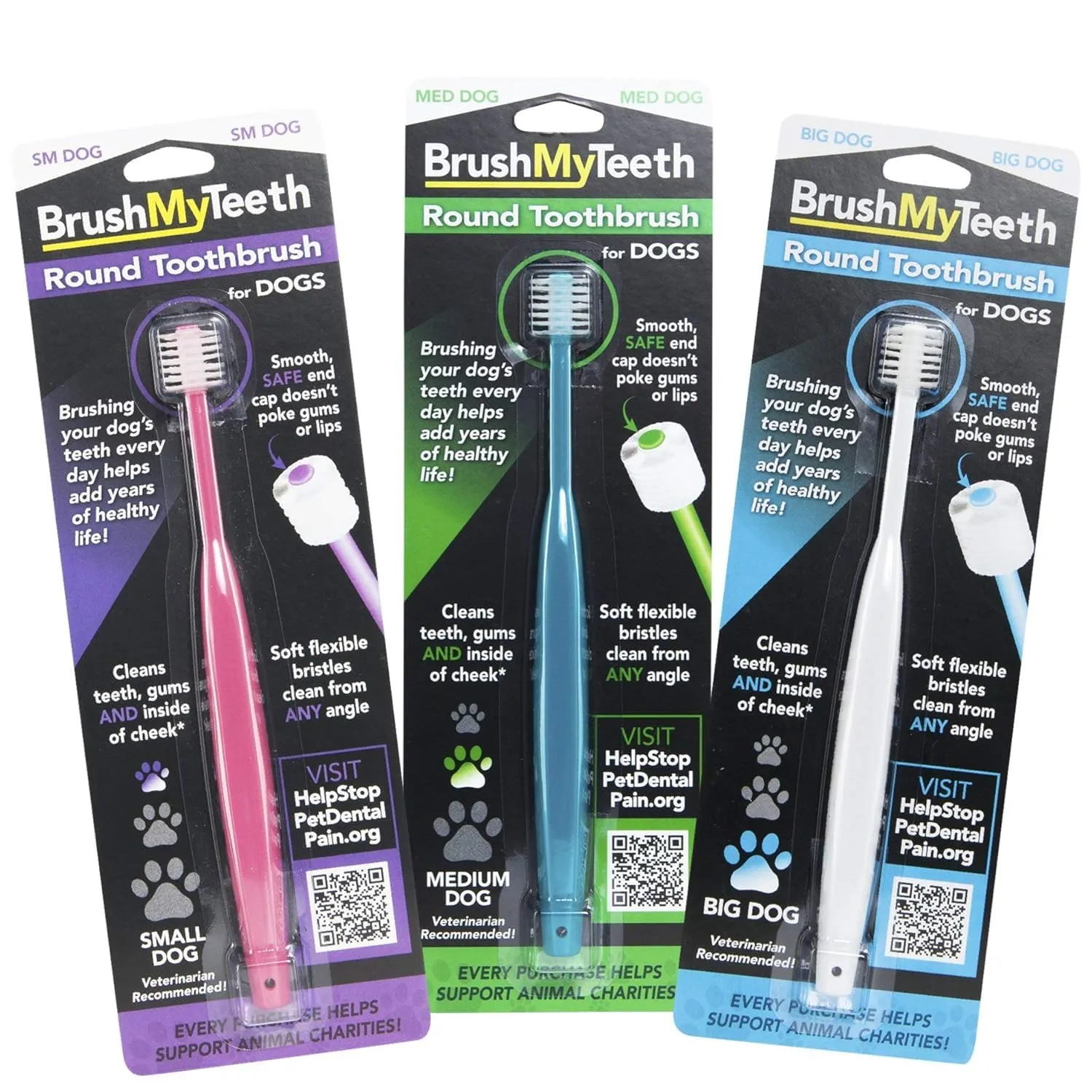 Medium Dog Toothbrush - Rounded Brush Head -Soft Flexible Bristles- for Safe and Gentle Brushing for Doggie, Any Medium Breed or Puppy, Daily Brushing Adds Years of Healthy Life
