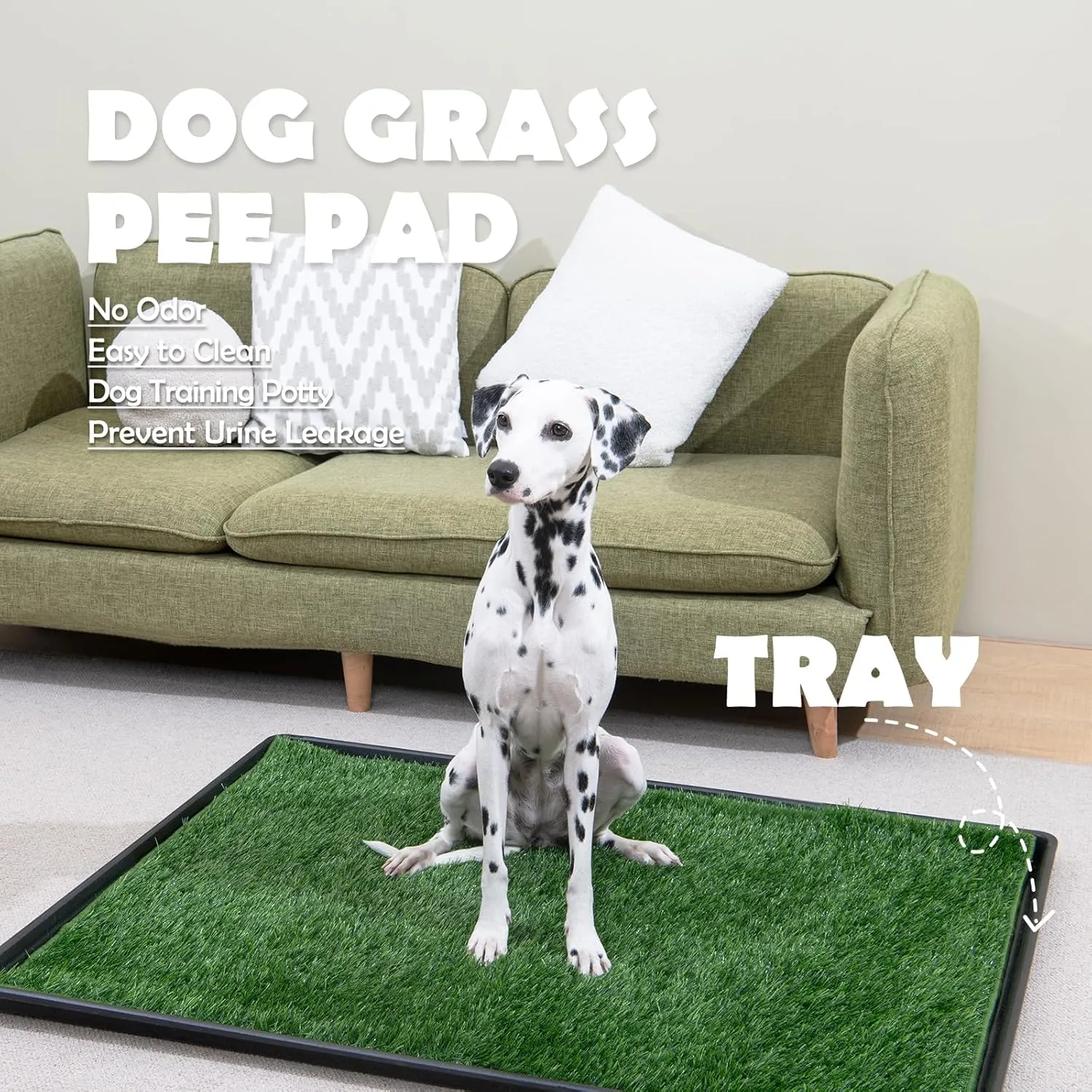 MEEXPAWS Dog Grass Pee Pads for Dogs with Tray | Extra Large 4534 in | 2 Dog Artificial Grass Pads Replacement| Rapid Drainage | Indoor Litter Box | Hemmed Edge