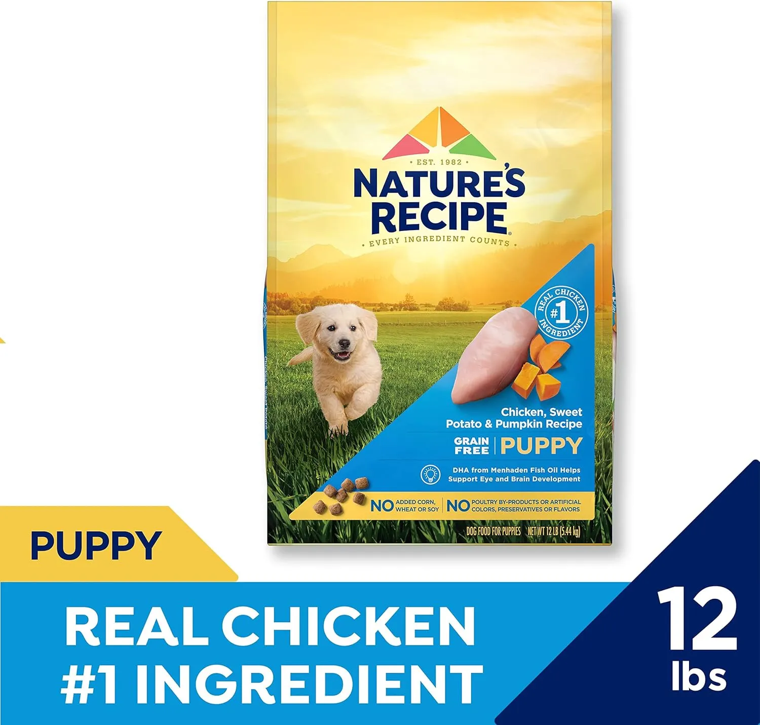 Natures Recipe Grain Free Puppy Chicken, Sweet Potato & Pumpkin Recipe Dry Dog Food, 12 lb. Bag