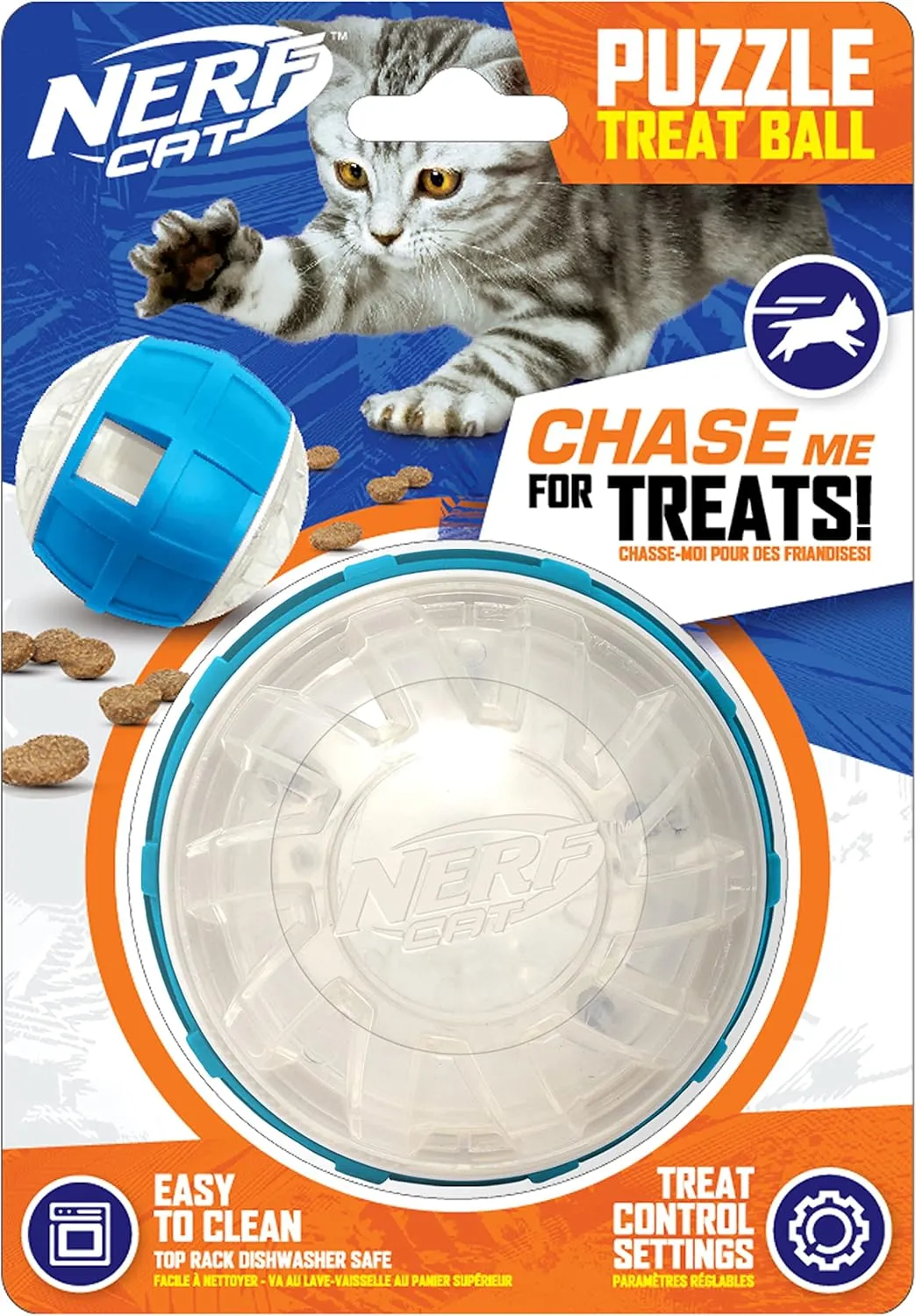 Nerf Dog 3.5in EXO Slow Feeder Nerf Cat Cap -Blue/Green/Clear, (NC-7824)