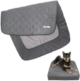 Paw Inspired Waterproof Fitted Cover for Dog Bed | Washable Bed Protector for Dog Mattress | Removable Replacement Cover for Small to Medium Pet Bed (Gray, 34 x 23 x 5 Inch)