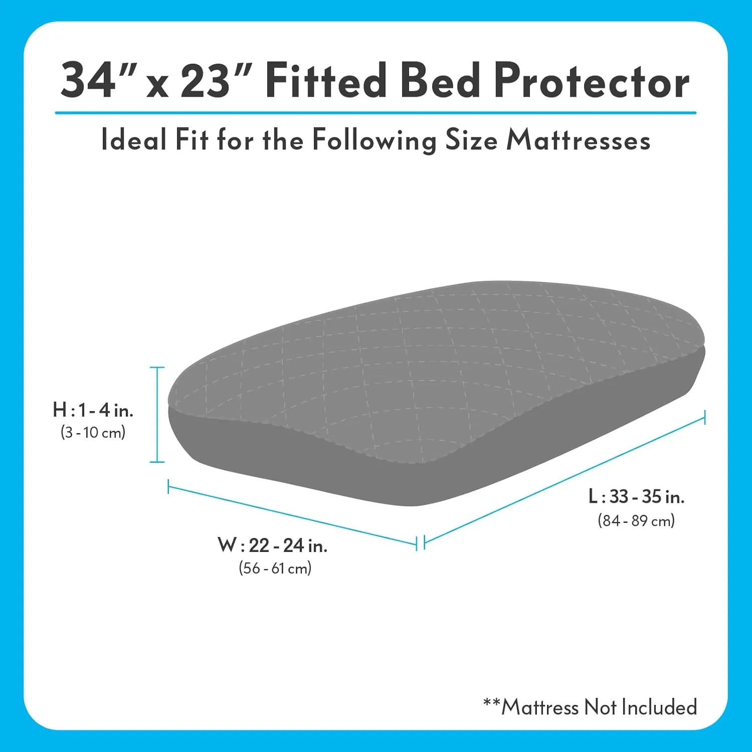 Paw Inspired Waterproof Fitted Cover for Dog Bed | Washable Bed Protector for Dog Mattress | Removable Replacement Cover for Small to Medium Pet Bed (Gray, 34 x 23 x 5 Inch)