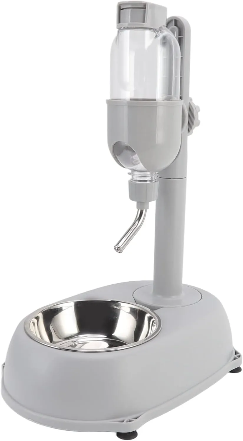 Pet Standing Water Dispenser, 2 in 1 500ml Multifunctional Dog Water Bottle Dispenser Stand Detachable Height Adjustable Pet Automatic Standing Water Feeder with Non Slip Pad