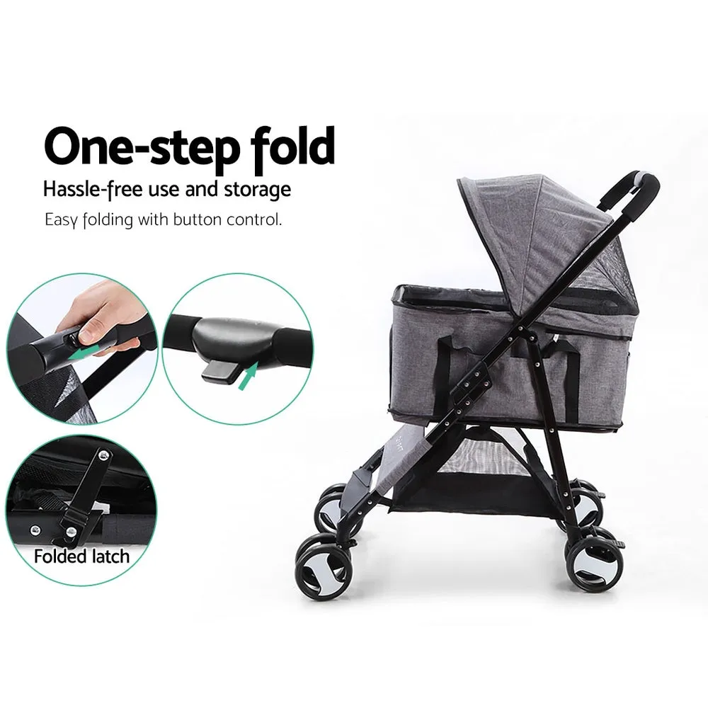 Pet Stroller Dog Carrier Foldable Pram 3 IN 1 Middle Size Grey