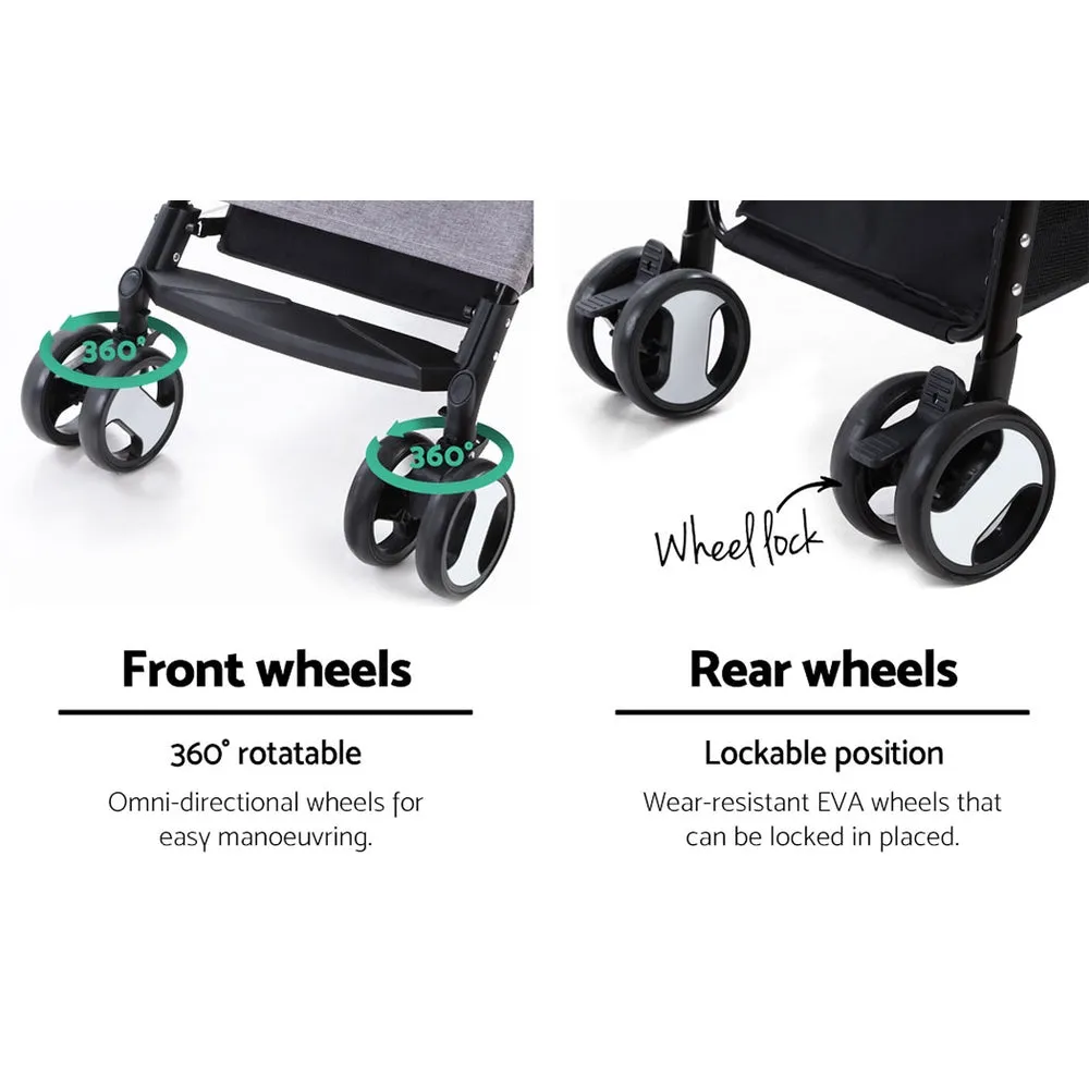 Pet Stroller Dog Carrier Foldable Pram 3 IN 1 Middle Size Grey