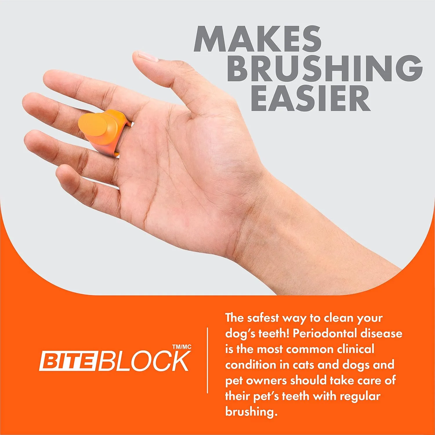 Pet Toothbrushing Assistant for Puppies' Dogs and Cats Allows You to Brush Your pets Teeth Without Constantly Worrying About Getting Bitten (Orange, Small)