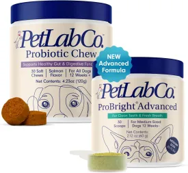 PetLab Co.  Gut & Breath Bundle: Dental Powder for Fresh Breath in 1 Scoop. for Medium Dogs & Salmon Dog Probiotics to Support a Healthy Gut - Easy to Use  Innovative Formulas