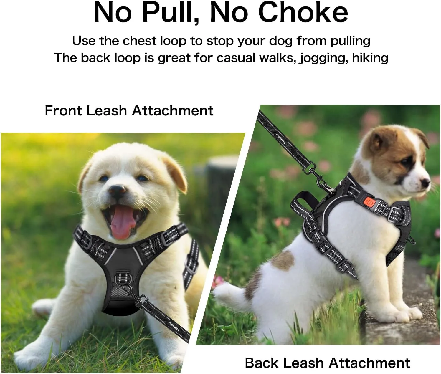 Petmolico No Pull Dog Harness Set with Leash Attachment Easy Control Handle Reflective Harness Vest Small Breed, Puppy Vest and Leash Set with Poop Bag Holder, Small - Black