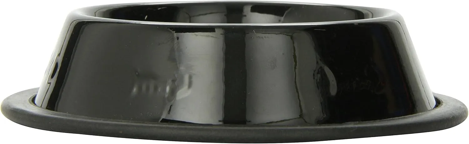 Platinum Pets 1 Cup Embossed Non-Tip Stainless Steel Cat Bowl, Midnight Black X-Small