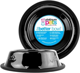 Platinum Pets 1 Cup Embossed Non-Tip Stainless Steel Cat Bowl, Midnight Black X-Small