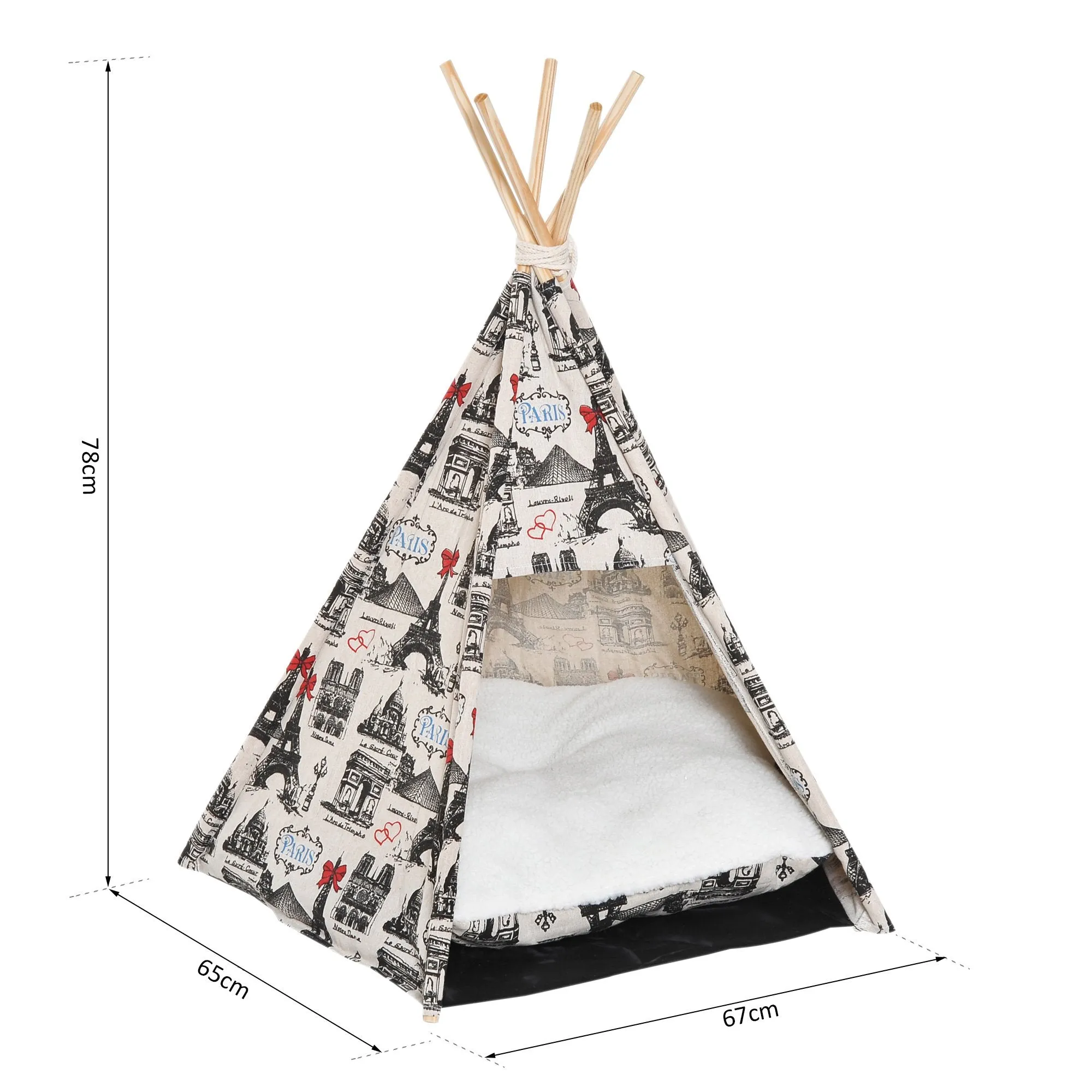 Portable Pet Teepee, 67Lx65Wx78H cm-Beige