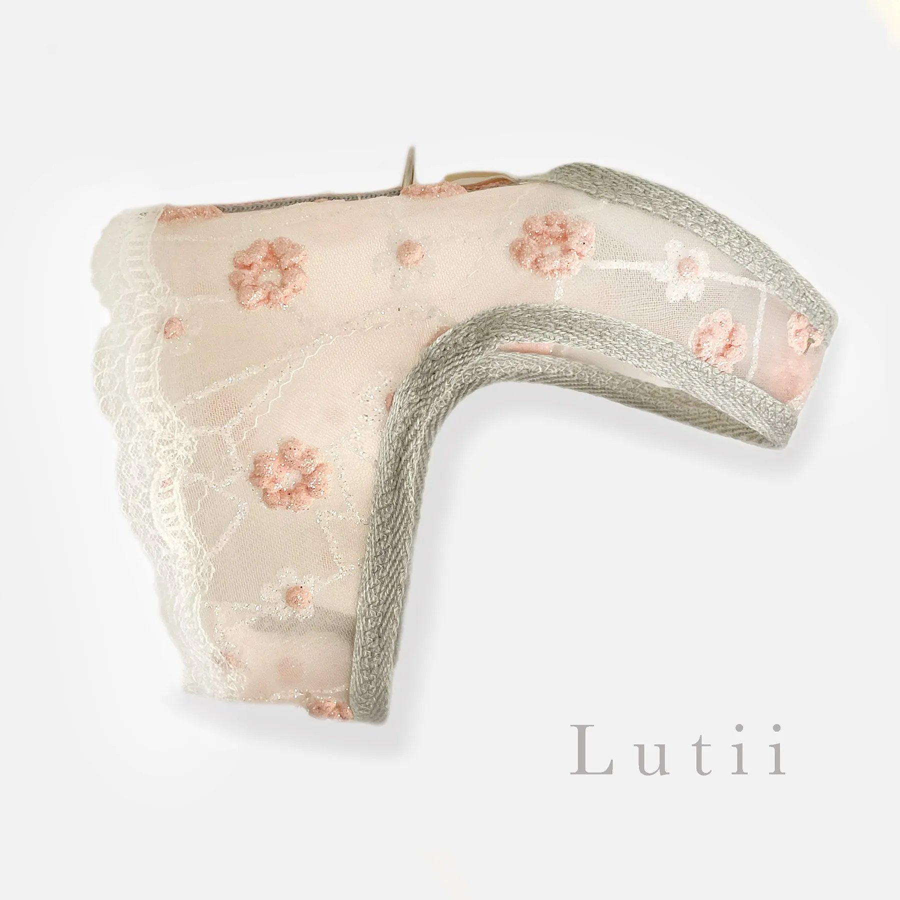"Peach Puffs"- handmade adjustable lace dog harness