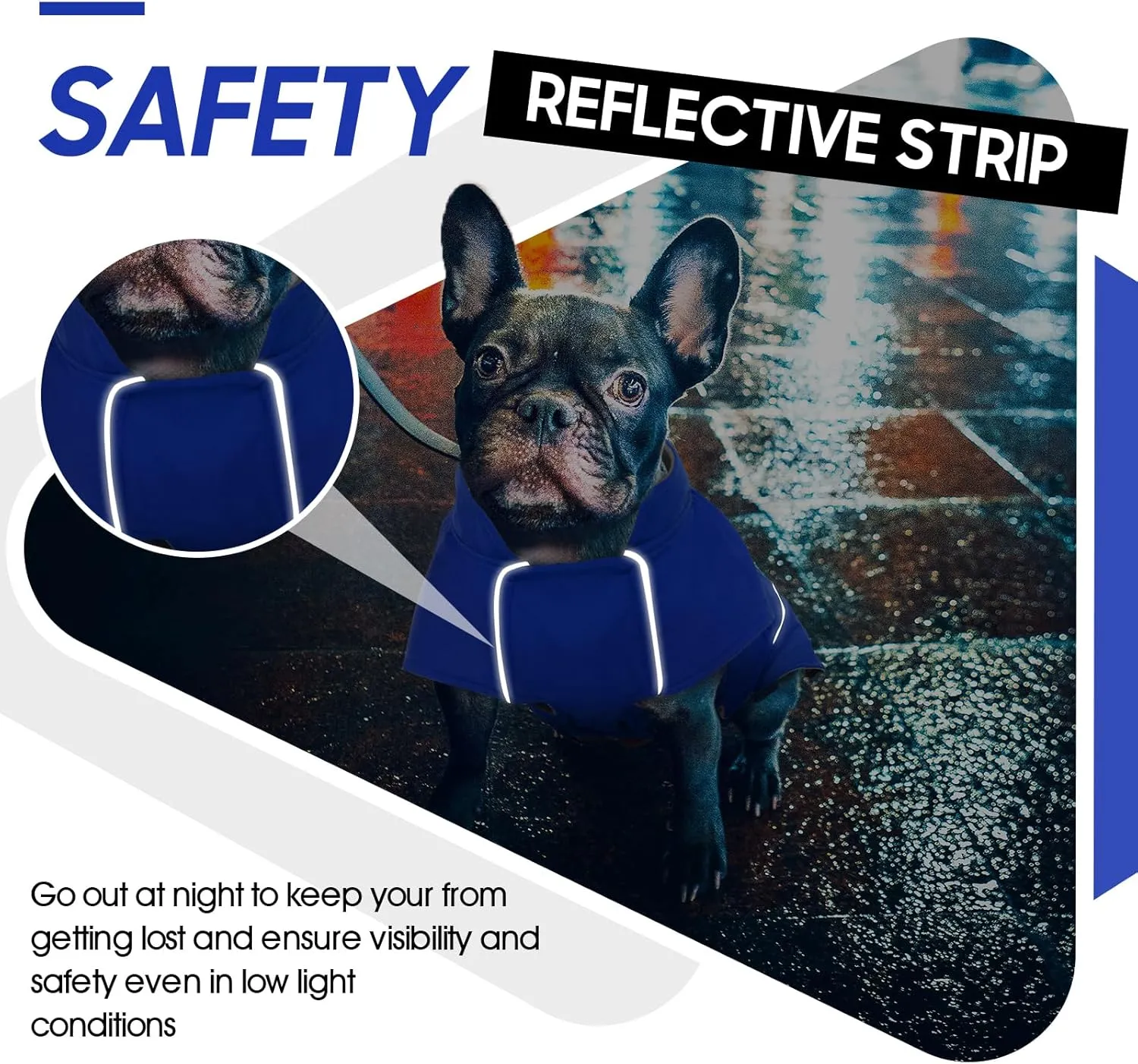 ROZKITCH Dog Raincoat Jacket Waterproof Windproof Dog Rain Jacket with Fleece Liner and Leash Hole Reflective Strip for Medium Large Dog, Adjustable Poncho Vest for Outdoor Hiking Travel Blue 2XL