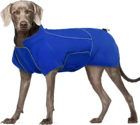 ROZKITCH Dog Raincoat Jacket Waterproof Windproof Dog Rain Jacket with Fleece Liner and Leash Hole Reflective Strip for Medium Large Dog, Adjustable Poncho Vest for Outdoor Hiking Travel Blue 2XL