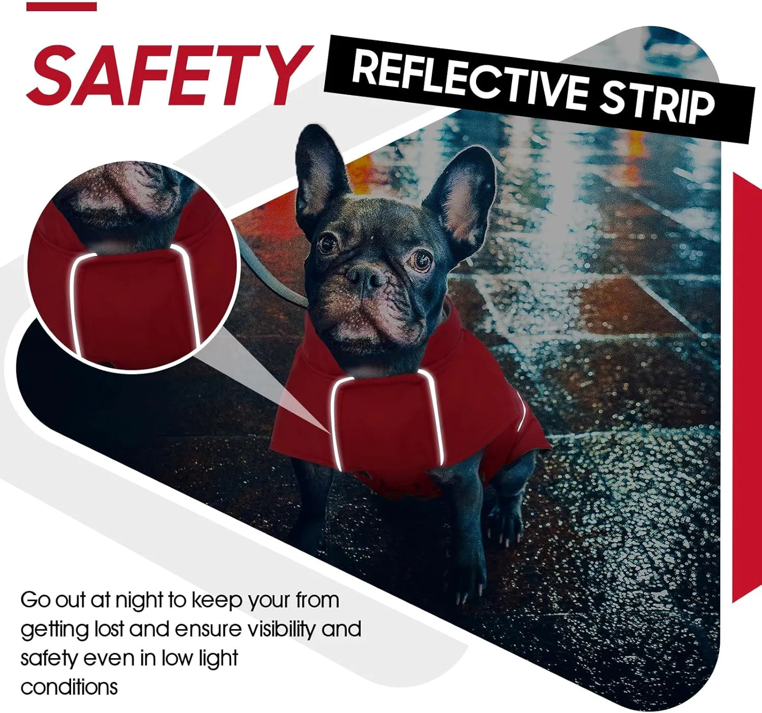 ROZKITCH Dog Raincoat Jacket Waterproof Windproof Dog Rain Jacket with Fleece Liner and Leash Hole Reflective Strip for Medium Large Dog, Adjustable Poncho Vest for Outdoor Hiking Travel Red 2XL