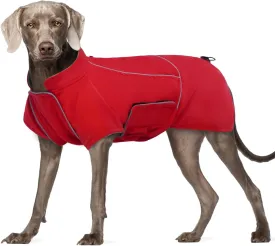 ROZKITCH Dog Raincoat Jacket Waterproof Windproof Dog Rain Jacket with Fleece Liner and Leash Hole Reflective Strip for Medium Large Dog, Adjustable Poncho Vest for Outdoor Hiking Travel Red 2XL