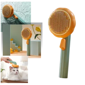 Self-cleaning pumpkin pet brush