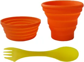 Silicone Collapsible Bowl Cup Set with Spork for Outdoor Camping Hiking Travel - Set of 3