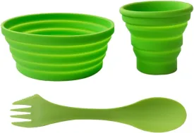 Silicone Collapsible Bowl Cup Set with Spork for Outdoor Camping Hiking Travel - Set of 3