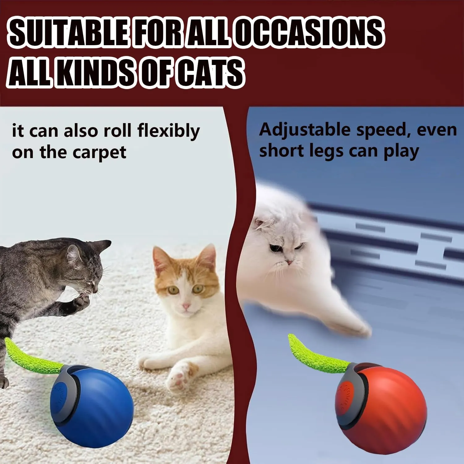 Smart Interactive Cat Toy,2025 New Generation Interactive Cats Toys,Interactive Cat Toys for Indoor C at Ball,Automatic Moving Cats Toy Ball with Tail (Blue)