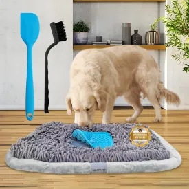 Snuffle mat for Dogs Size 25" x 18" - Silicone Lick mat Attachable with Sniffing Washable pad - Foraging Natural Mental Stimulation Toy Digging Slow Feeder Puzzle Enrichment Small Medium Large Puppy
