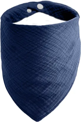 Soft Cotton Pet Scarf with Adjustable Button - Solid Color Dog Bandanas,Navy,Large