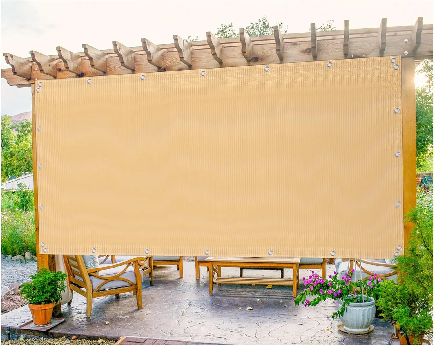 Sunshades for Patio,Shade Cloth Pergola Shade Cover with Stainless Steel Reinforced Grommets for Outdoor Patios,Pergolas,Deck(10 * 12FT,Sand)