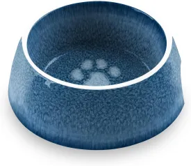 TarHong Indigo Impressions Paw Pet Bowl for Food and Water, Pure Malamine, Large, 6 Cup, Blue