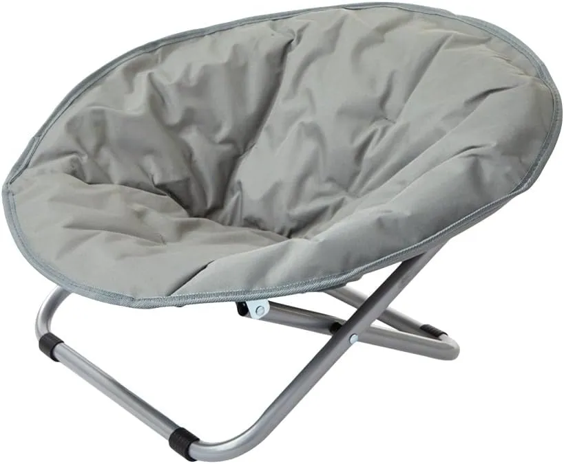 The Lakeside Collection Pet Moon Chair Bed Foldable Indoor Outdoor Elevated Adjustable Height - Gray