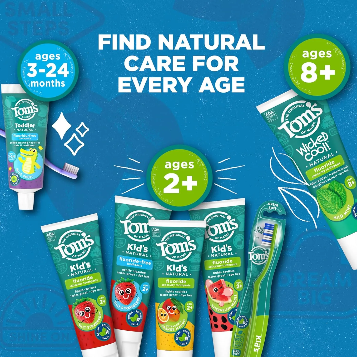 Tom's of Maine Natural Kid's Fluoride Free Toothpaste, Ages 2 , Silly Strawberry, 5.1 oz. 3-Pack (back in original formula)