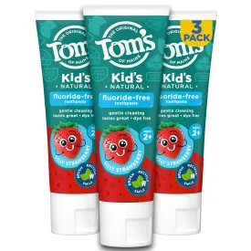 Tom's of Maine Natural Kid's Fluoride Free Toothpaste, Ages 2 , Silly Strawberry, 5.1 oz. 3-Pack (back in original formula)