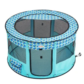 VEVOR Foldable Pet Playpen, 44'' x 44'' x 24'' Portable Dog Playpen, Crate Kennel for Puppy, Dog, Cat, Waterproof 600D Oxford Cloth, Removable Zipper, for Indoor Outdoor Travel Camping (Round, L)