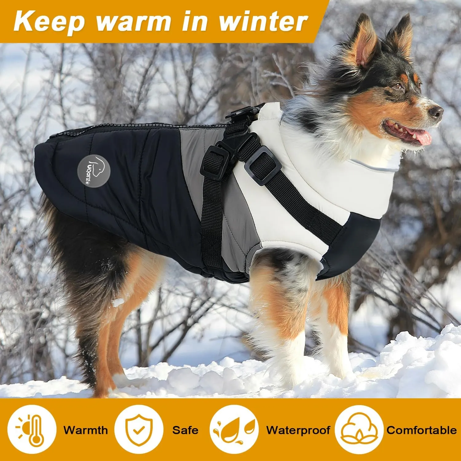 Warm Dog Winter Coat,Waterproof Dog Jacket with Built-in Harness,Dog Cold Weather Coat with Reflective Stripes,Winter Snow Dog Warm Coat for Small, Medium Dogs,Cold Weather Cozy (Green, S)