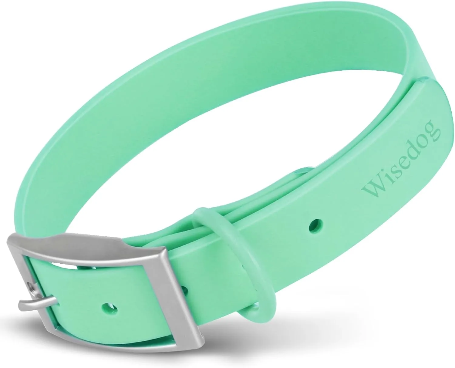 Wisedog Waterproof Dog Collar: Multiple Adjust 7" to 23.6", Soft Rubber Coated Webbing, Easy to Clean, for Small Medium Large Dogs (XS|7"-10"  1/2 in, Mint Green)