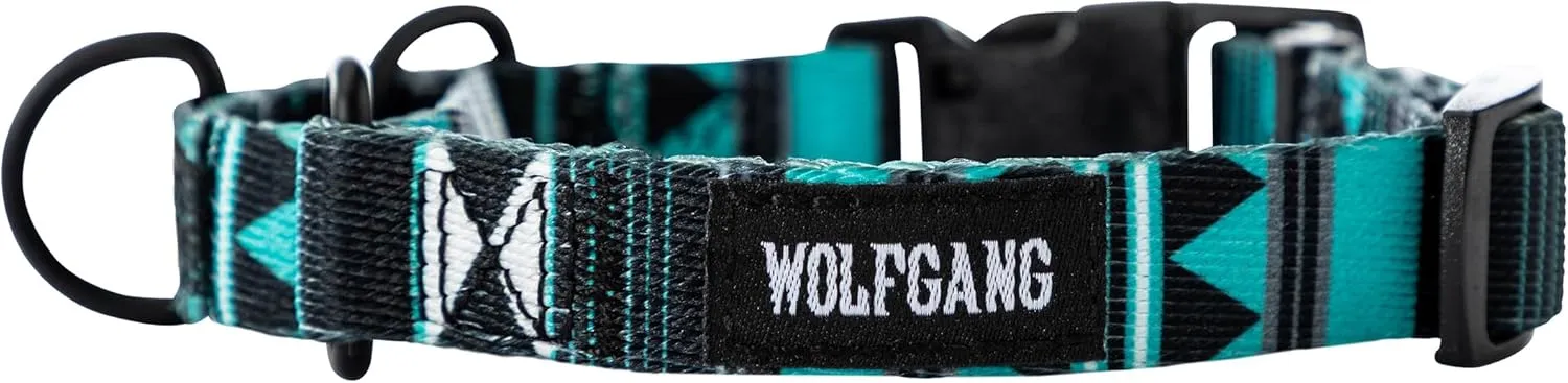 Wolfgang Heavy Duty Martingale Dog Collar with Quick Release Nylon Buckle for Walking & Training, WesternSky Print, Large