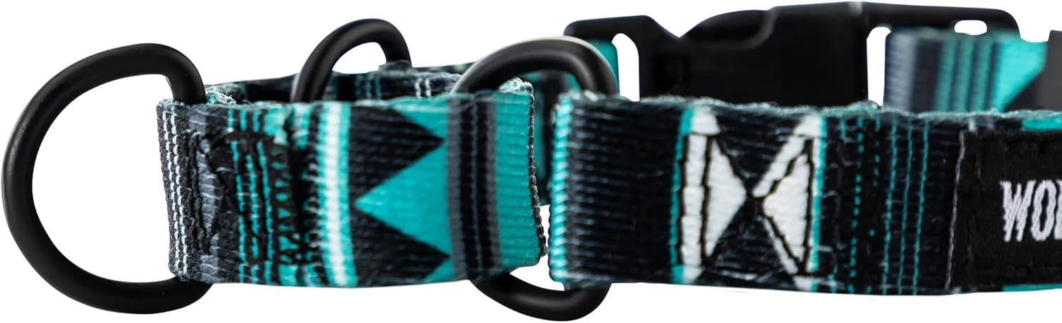 Wolfgang Heavy Duty Martingale Dog Collar with Quick Release Nylon Buckle for Walking & Training, WesternSky Print, Large